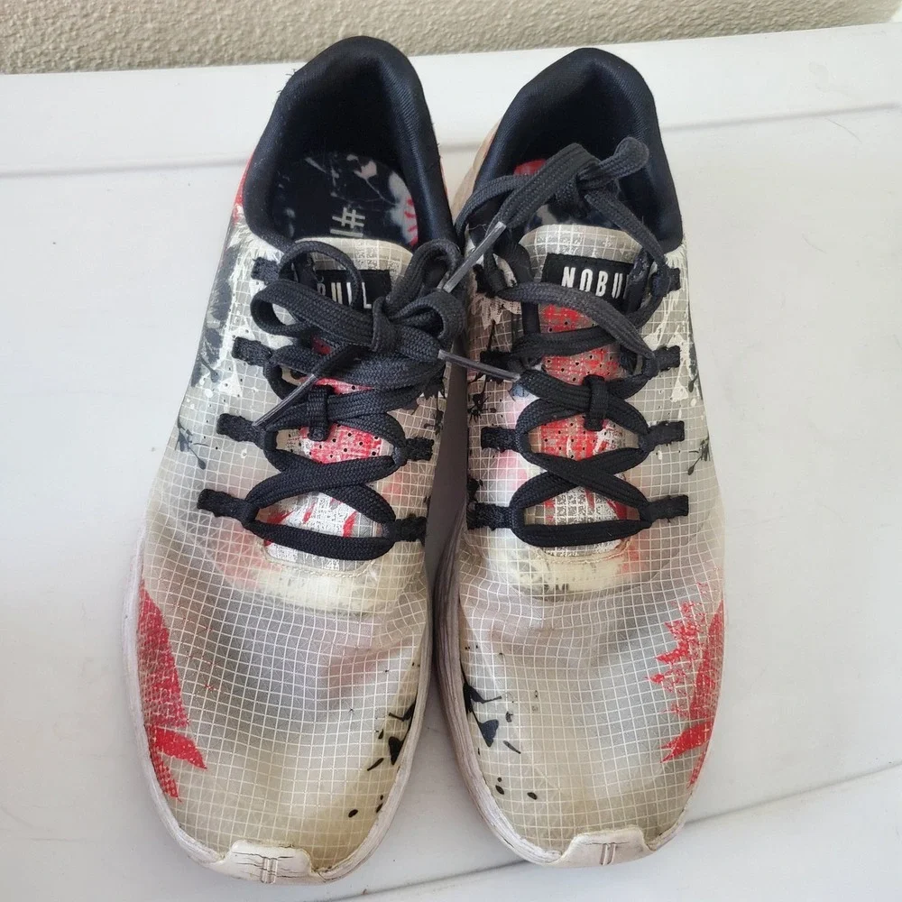 NOBULL Women's Ripstop Runner Shoes Size 8 Floral Red Black White Athletic